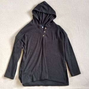old navy ♡ ribbed hooded black top